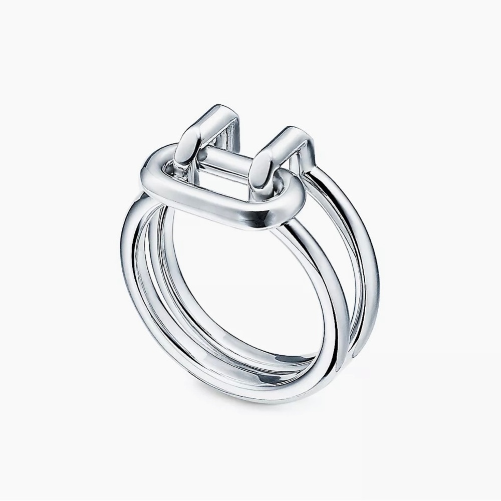 TIFFANY & CO. Sterling Silver “Hardware Two-row” Ring EUC and Authentic